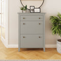 Deluxe Two Tier Shoe Storage Cabinet, Grey