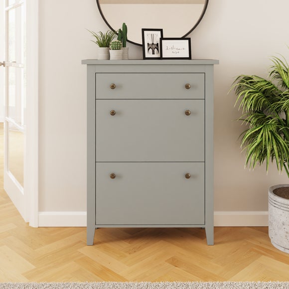 Deluxe Two Tier Shoe Storage Cabinet, Grey