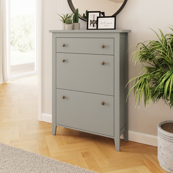 Deluxe Two Tier Shoe Storage Cabinet, Grey