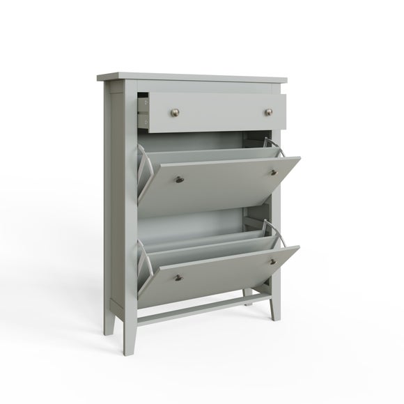 Deluxe Two Tier Shoe Storage Cabinet, Grey