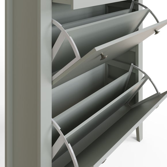 Deluxe Two Tier Shoe Storage Cabinet, Grey