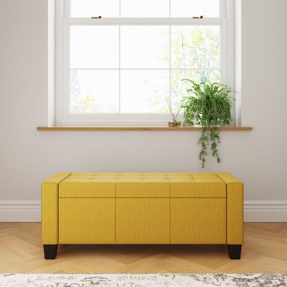 Verona Upholstered Ottoman Bench, Mustard