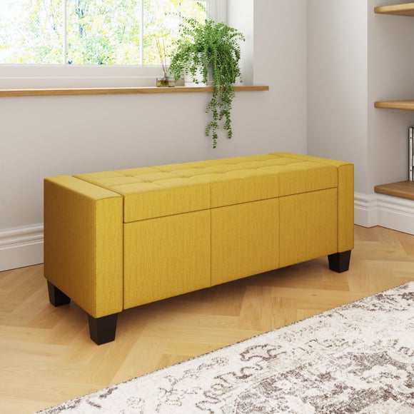 Verona Upholstered Ottoman Bench, Mustard