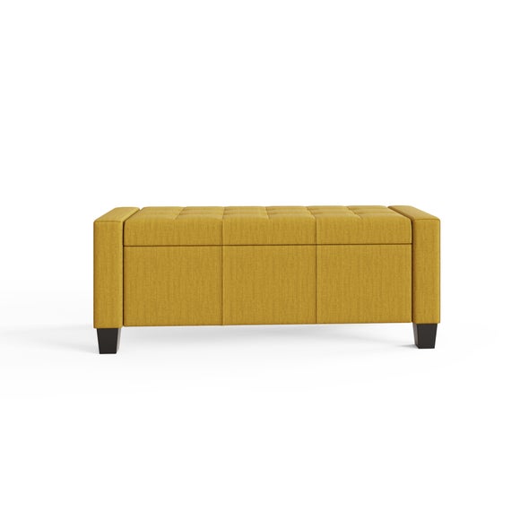 Verona Upholstered Ottoman Bench, Mustard