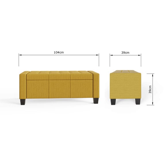 Verona Upholstered Ottoman Bench, Mustard