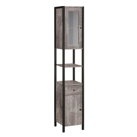 Colton Concrete Effect Tallboy Storage Unit With Glass Door
