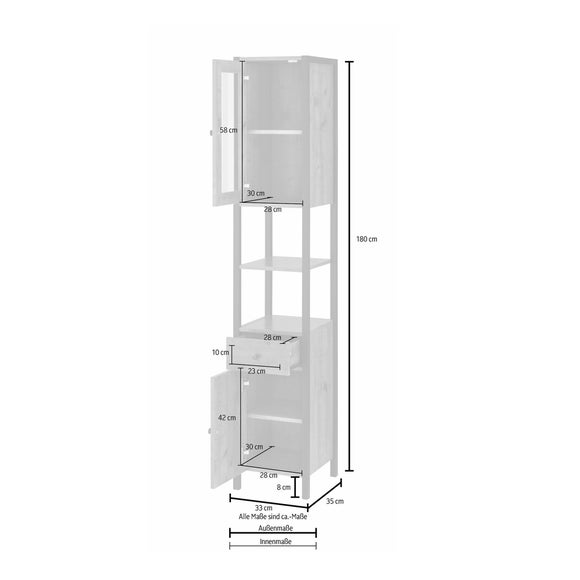Colton Concrete Effect Tallboy Storage Unit With Glass Door