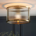 Vogue Hadley Ribbed Gold Flush Ceiling Light