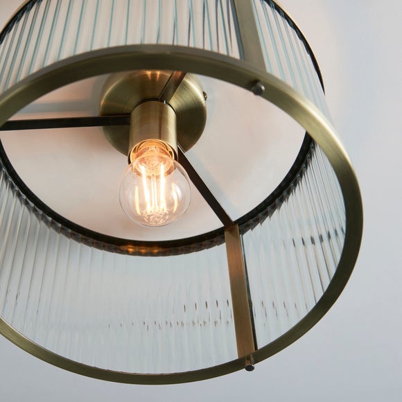 Vogue Hadley Ribbed Gold Flush Ceiling Light