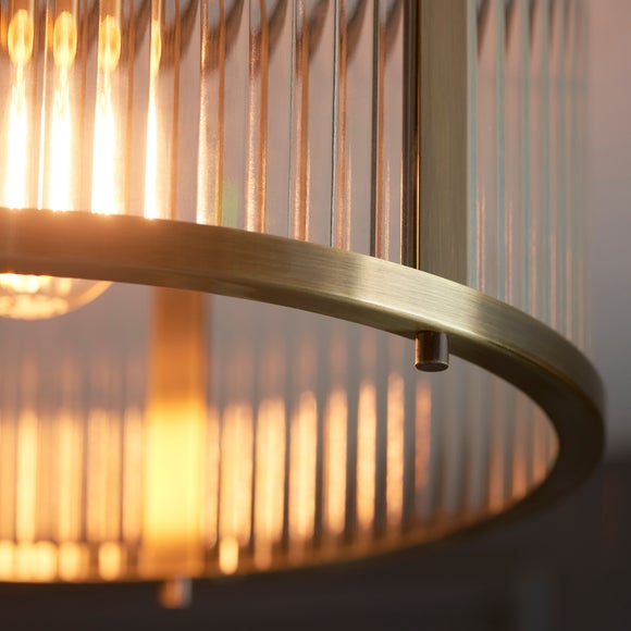 Vogue Hadley Ribbed Gold Flush Ceiling Light