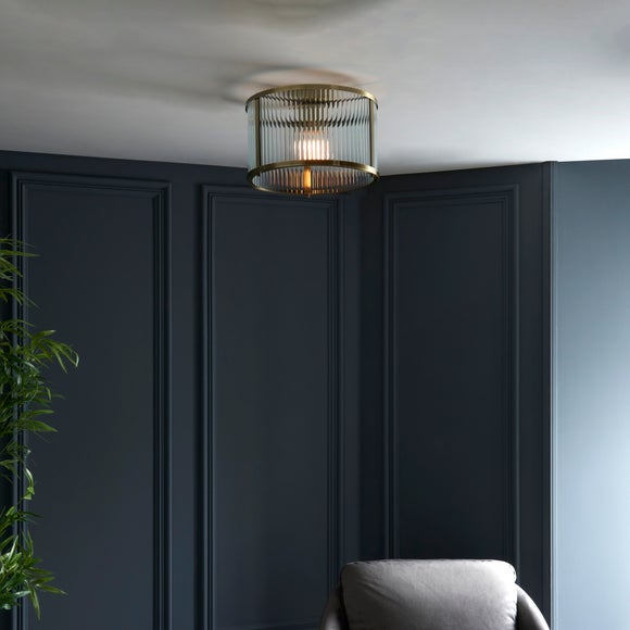 Vogue Hadley Ribbed Gold Flush Ceiling Light