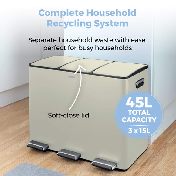 Tower 45L Recycling Pedal Bin, product image 27