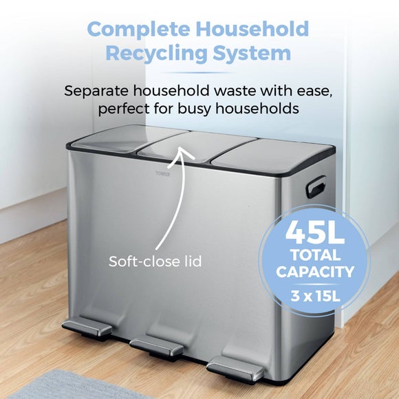 Tower 45L Recycling Pedal Bin, product image 3