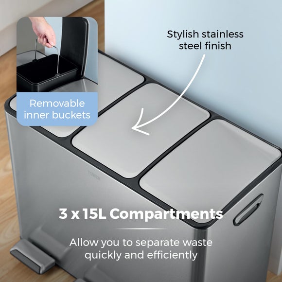 Tower 45L Recycling Pedal Bin, product image 5