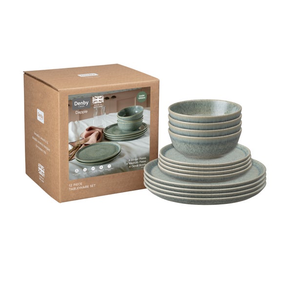 Denby Dapple Dark Green 12 Piece Dinner Set