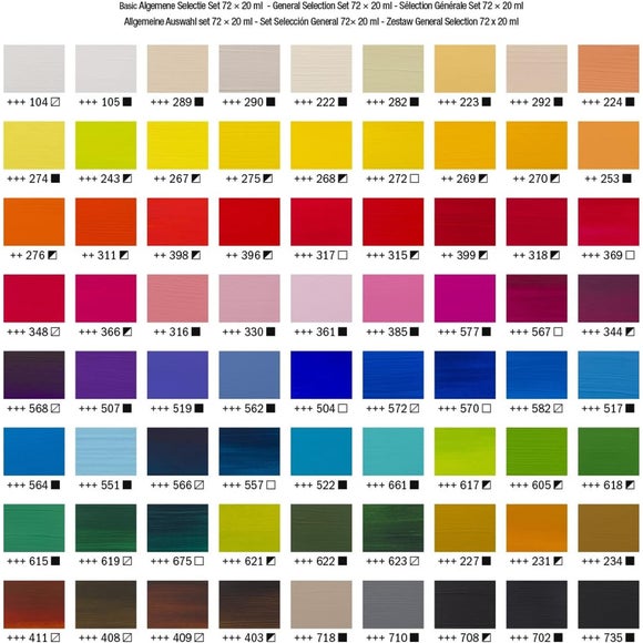 Amsterdam Pack of 72 20ml Acrylic Paints