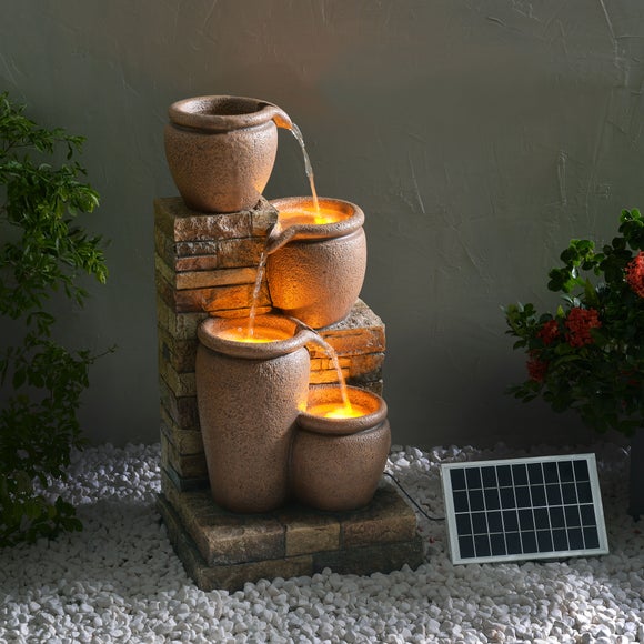 Teamson 4 Tier Cascading Bowl Stacked Stone Water Feature