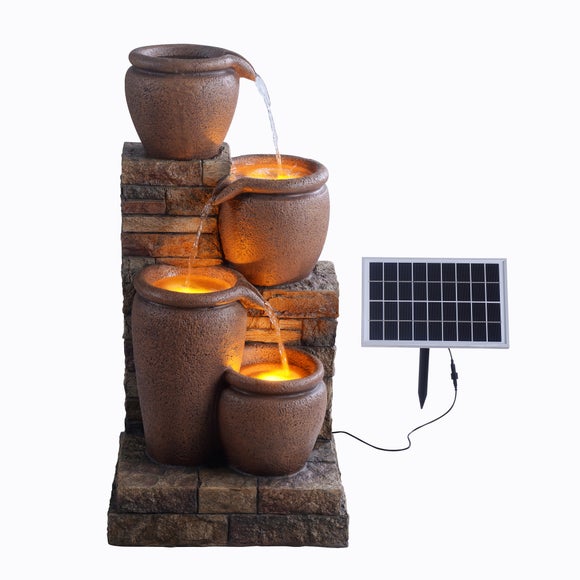 Teamson 4 Tier Cascading Bowl Stacked Stone Water Feature
