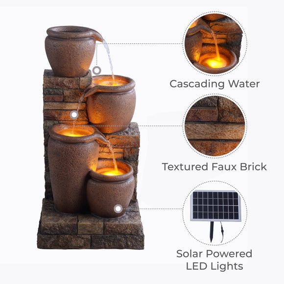 Teamson 4 Tier Cascading Bowl Stacked Stone Water Feature