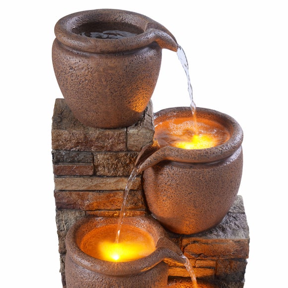 Teamson 4 Tier Cascading Bowl Stacked Stone Water Feature