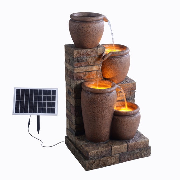 Teamson 4 Tier Cascading Bowl Stacked Stone Water Feature