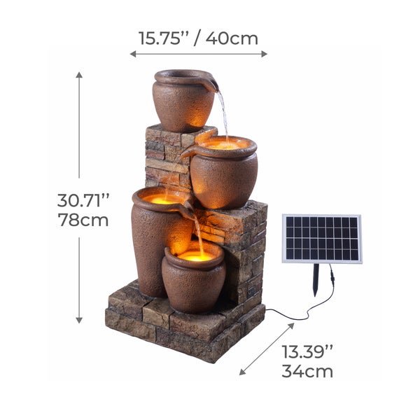 Teamson 4 Tier Cascading Bowl Stacked Stone Water Feature