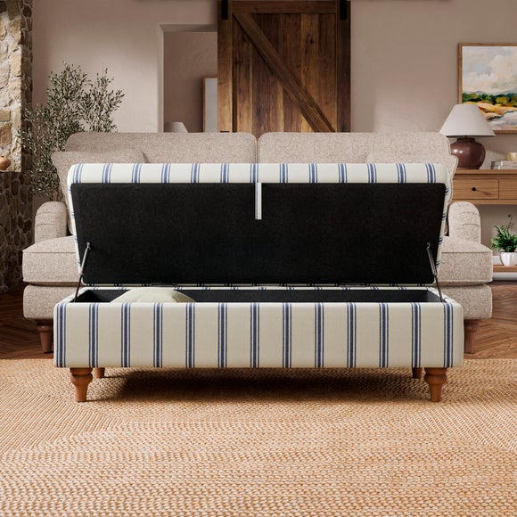 Long Folkstone Stripe Storage Footstool