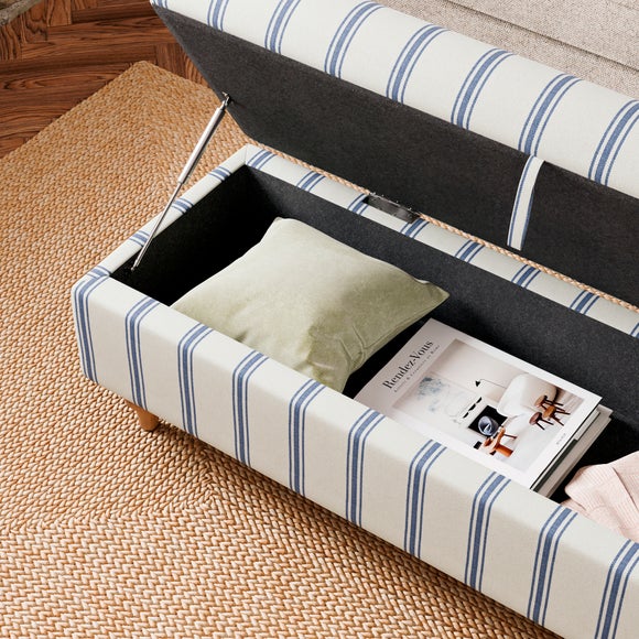 Long Folkstone Stripe Storage Footstool