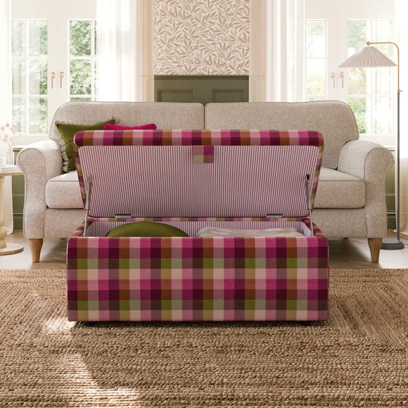Box Chest Bright Check Storage Footstool