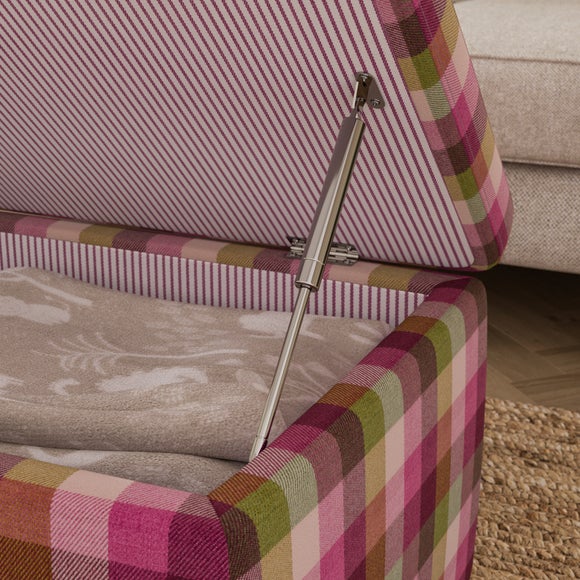 Box Chest Bright Check Storage Footstool