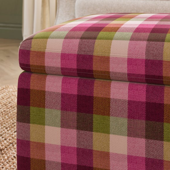 Box Chest Bright Check Storage Footstool