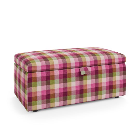 Box Chest Bright Check Storage Footstool
