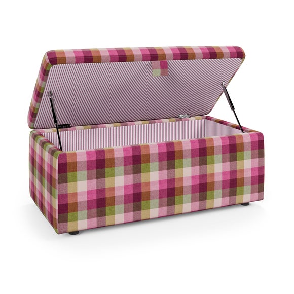 Box Chest Bright Check Storage Footstool