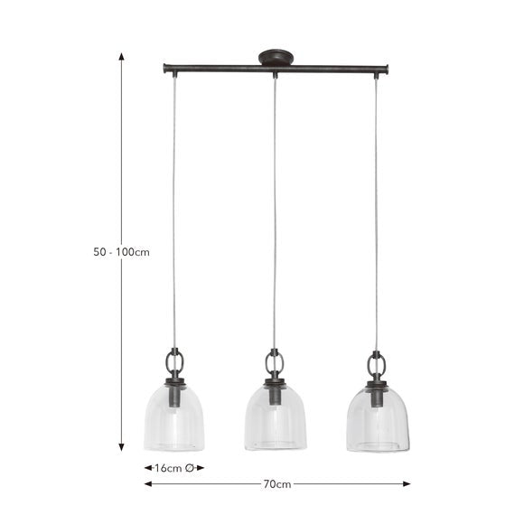 Alba Industrial 3 Light Diner Ceiling Light