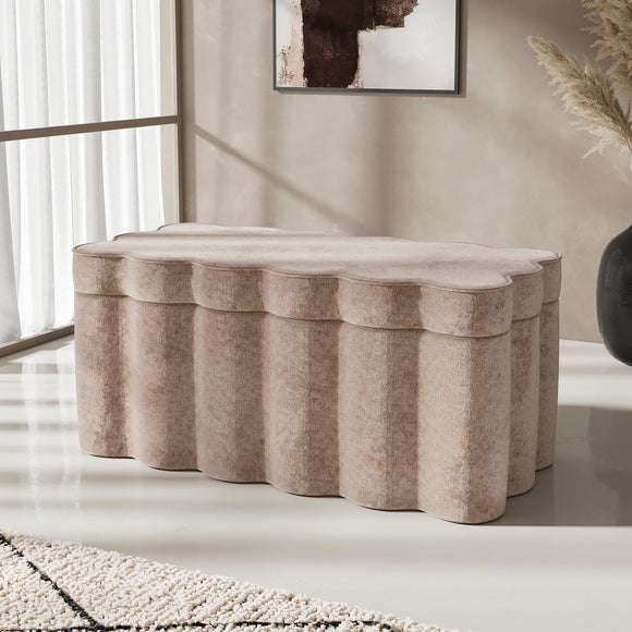 Wavie Luxe Chenille Storage Ottoman