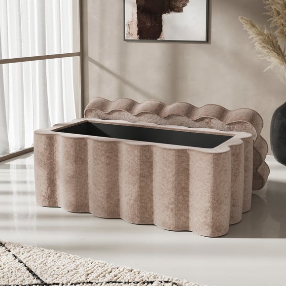 Wavie Luxe Chenille Storage Ottoman