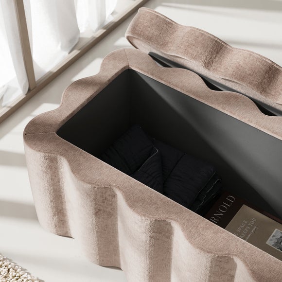 Wavie Luxe Chenille Storage Ottoman