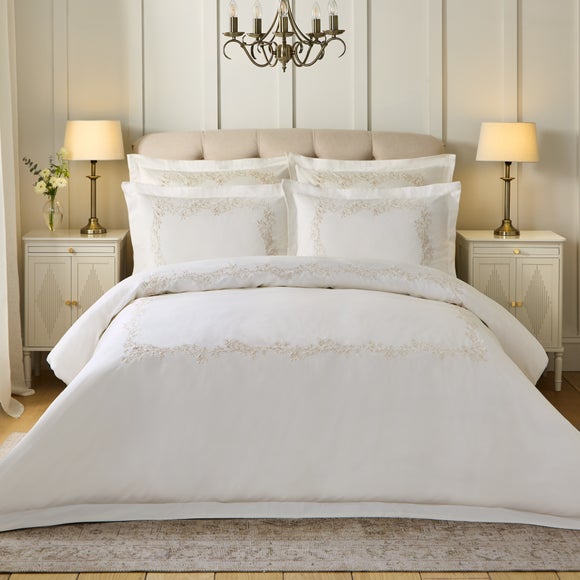 Dorma Camerelle Embroidery 100% Cotton Sateen Duvet Cover & Pillowcase Set, product image 1