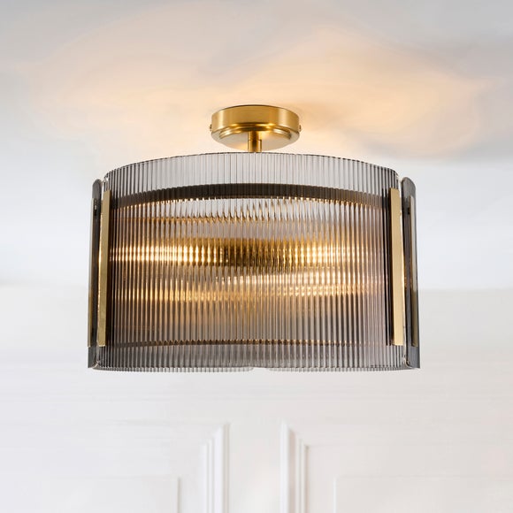 Veneto Ribbed 3 Light Semi Flush Ceiling Light, product image 1