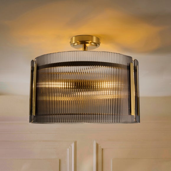 Veneto Ribbed 3 Light Semi Flush Ceiling Light, product image 2