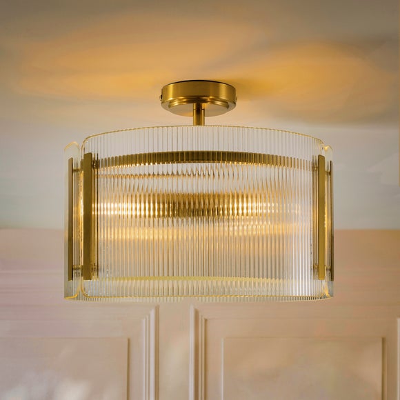 Veneto Ribbed 3 Light Semi Flush Ceiling Light, product image 8