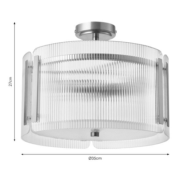 Veneto Ribbed 3 Light Semi Flush Ceiling Light, product image 12
